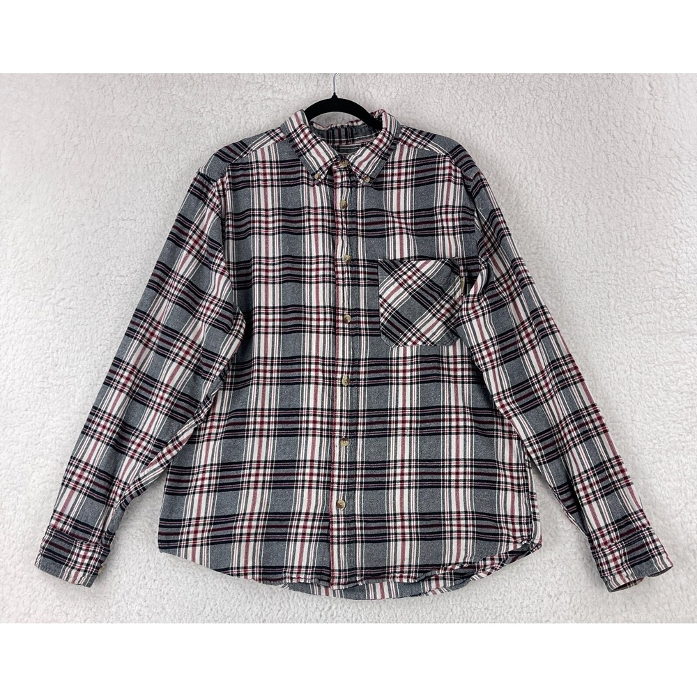 Woolrich Button-Up Shirt‎ Mens Large Black Plaid Flannel Long Sleeve Casual Knit